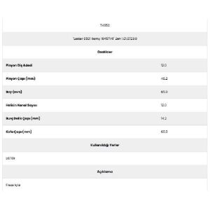 Form Metal 74952 Perkıns 12 Kanal 12 Diş Marş Dişlisi