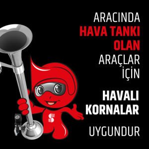 SEGER-81Dh Tgv Havalı Korna 12V (Tren Kornası), Siyah Metal Borulu