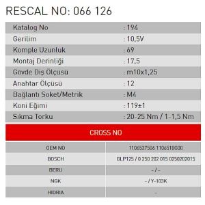 Isıtma Bujisi - Kubota - Multicar - ET066126