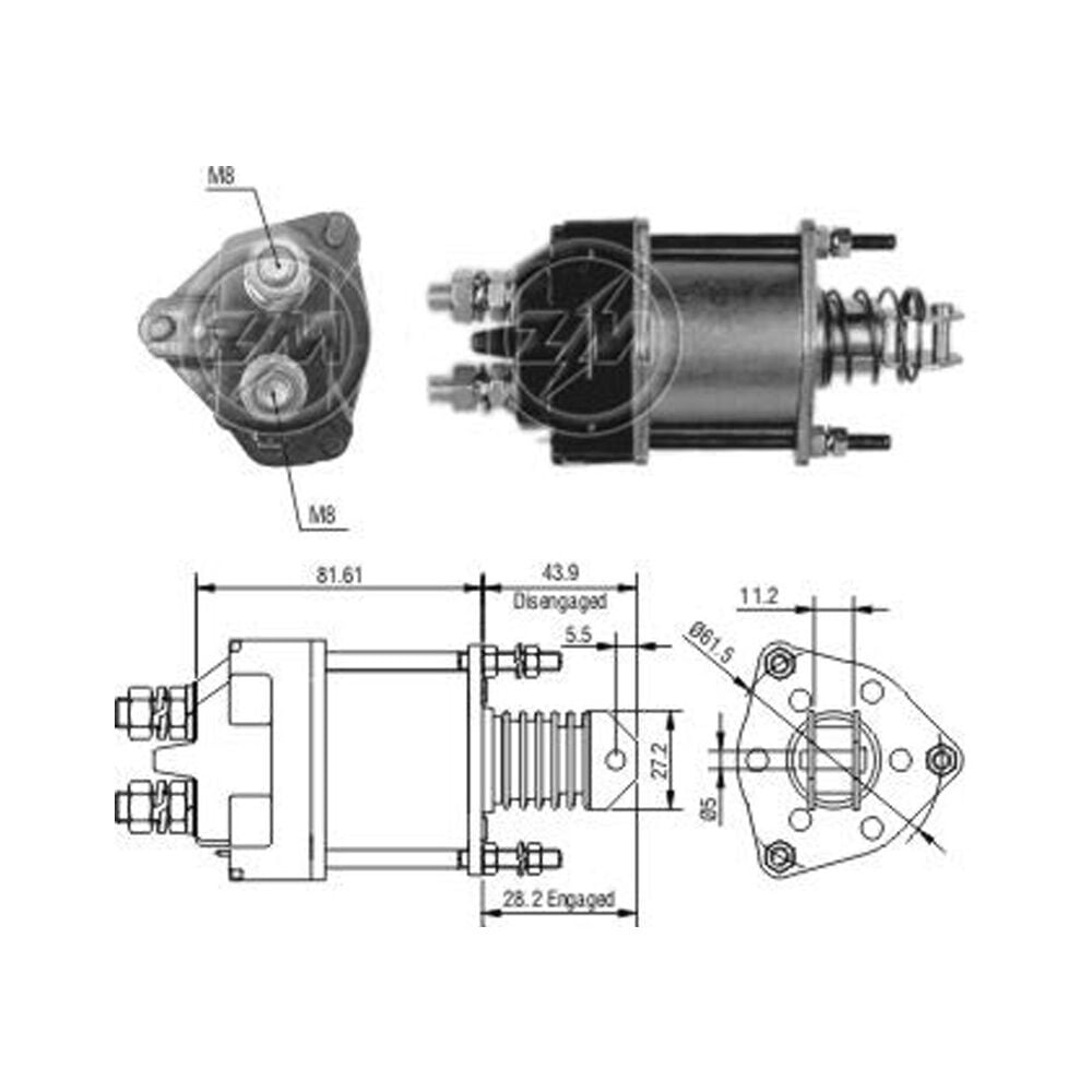 ZM 1650 Marş Otomatiği 12V Fiat 124 - 131 - 132 - Regata - Ritmo