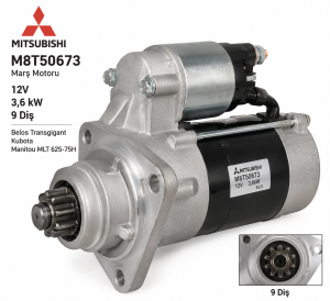 M8T51273 /T50476 /T50471 Mitsubishi Marş Motoru 12V 3,6 Kw 9 Dıs Belos Transgıgant / Kubota / Manıtou Mlt 625-75H Telescopıc Handler (M8T50673)