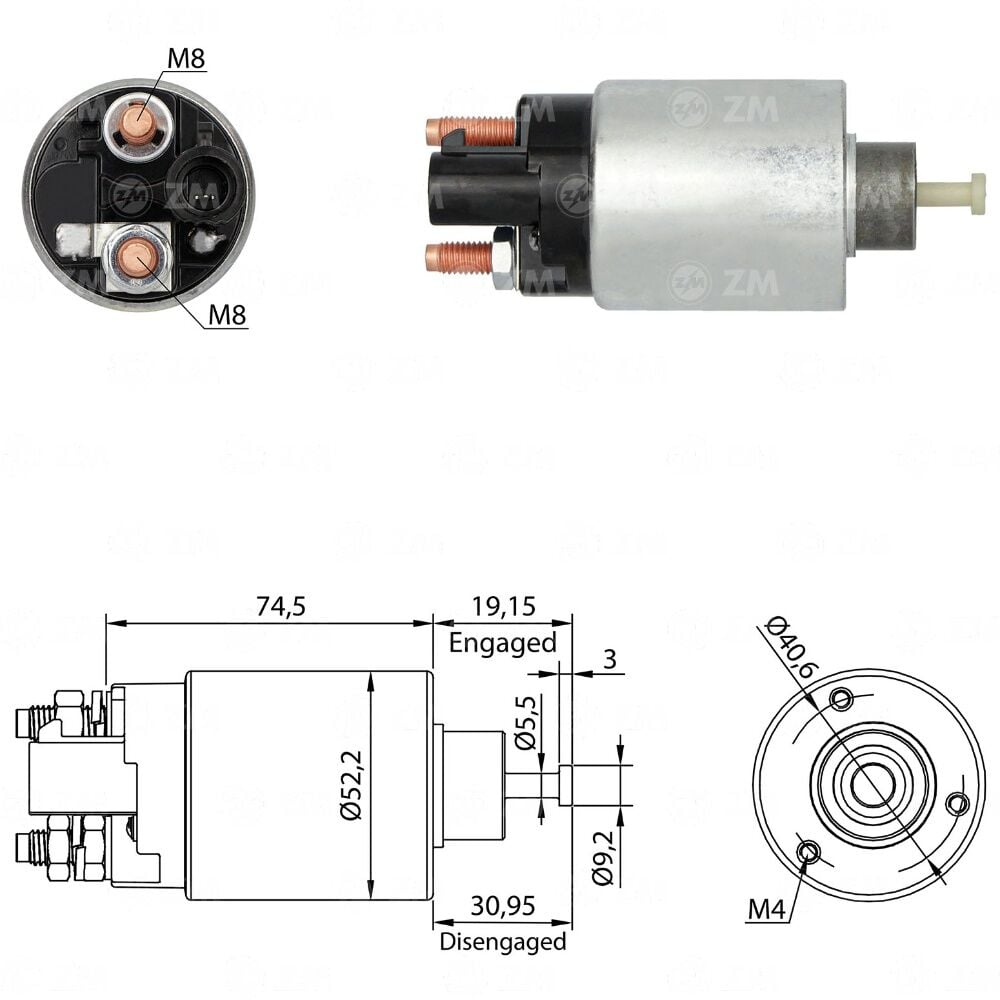 ZM 1866 Marş Otomatiği 12V Buick - Cadillac - Chevrolet - Pontiac - Saturn
