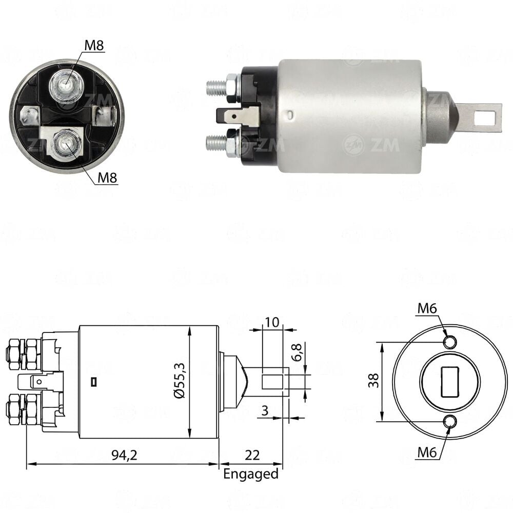 ZM 1891 Marş Otomatiği 12V Kia Besta - Bongo K2500 - K2700 - Pregio 2.7D