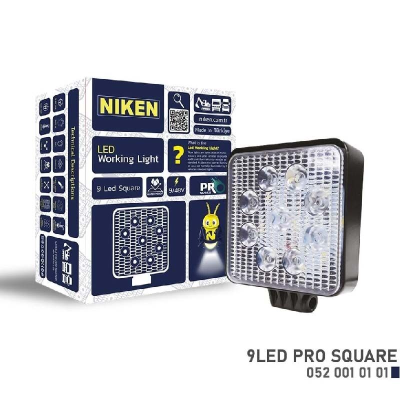 Çalışma Lambası Kamyon İş Makinesi Atv Pro 9 Ledli Kare 22-27W