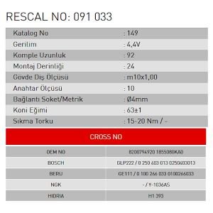 Isıtma Bujisi - Renault - Dacia - Suzuki - ET091033