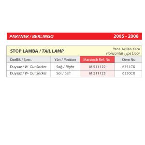Partner-Berlingo Sol Stop Lamba Duysuz (Yana Açılan Kapı) 2005-2008