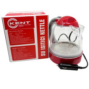 12V Araç İçi Kettle 1 Lt Kırmızı Oto Su Isıtıcı Çaydanlık