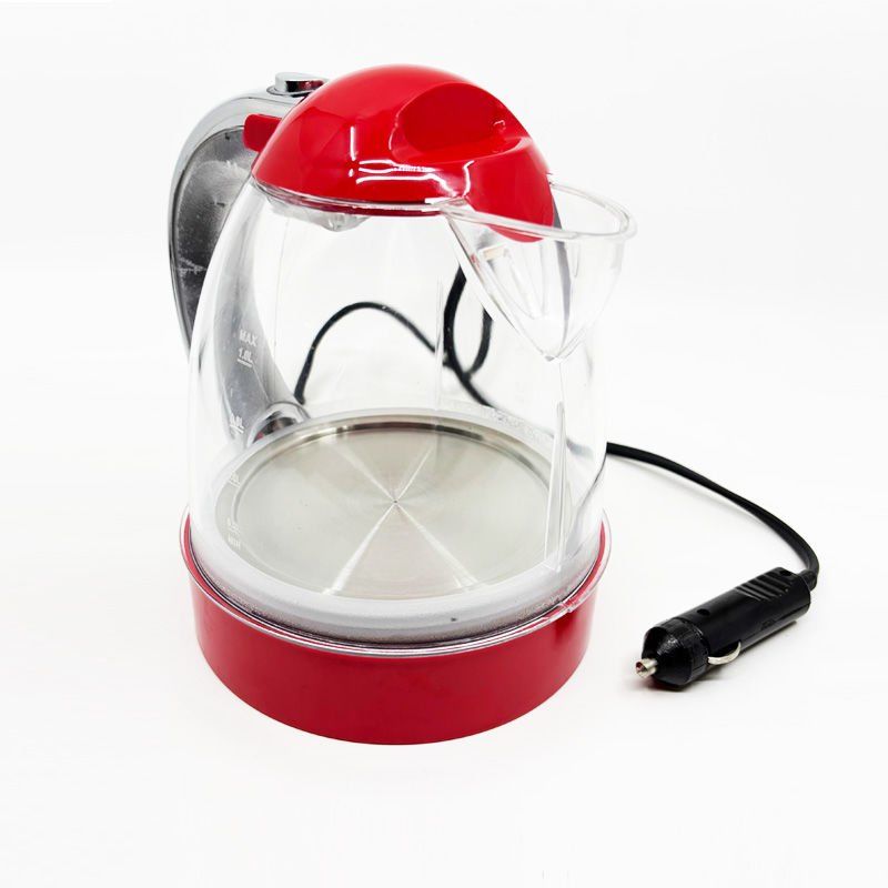 24V Araç İçi Kettle 1 Lt Kırmızı Oto Su Isıtıcı Çaydanlık