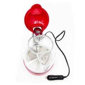 24V Araç İçi Kettle 1 Lt Kırmızı Oto Su Isıtıcı Çaydanlık