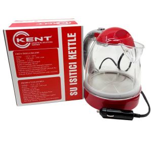 24V Araç İçi Kettle 1 Lt Kırmızı Oto Su Isıtıcı Çaydanlık
