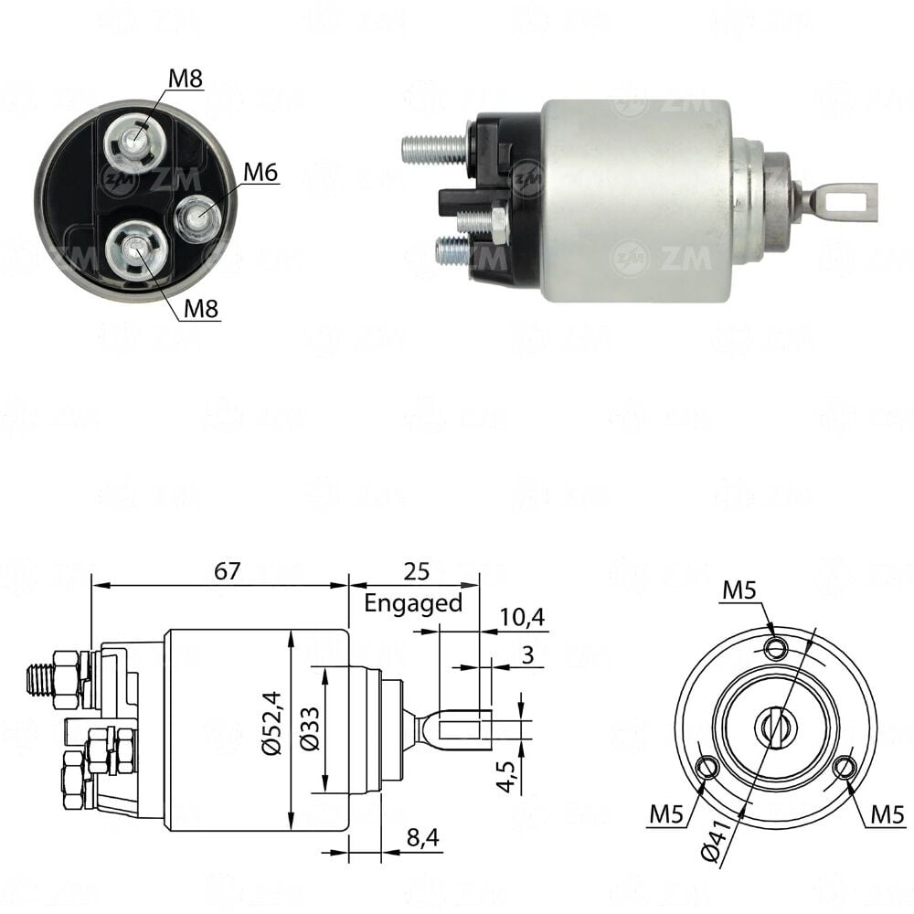 ZM 3381 Marş Otomatiği 12V Citroen Jumper Fiat Ducato Ford Transit Peugeot Boxer