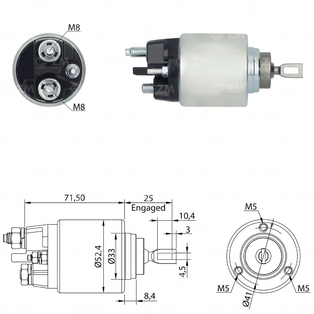 ZM 4382 Marş Otomatiği 12V Citroen - Fiat - Hyundai - Lancia - Mitsubishi - Peugeot