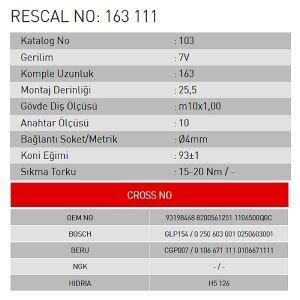 Isıtma Bujisi - Nissan - Infiniti - Opel - Renault - Dacia - ET163111