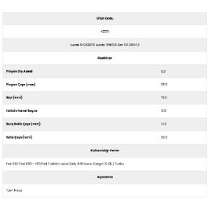 Form Metal 42551 Traktör 12 Kanal 9 Diş 54263878 Marş Dişlisi