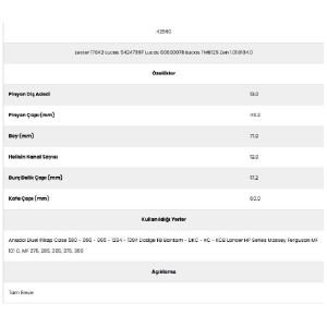 Form Metal 42560 Anadol Pikap 12 Kanal 13 Diş 54247397 Marş Dişlisi