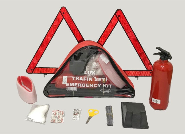 Kartal Kalıp Eagle TS-052 Üçgen Trafik Seti – 1 Kg Yangın Söndürücülü, Boyunluklu, Bez Çantalı