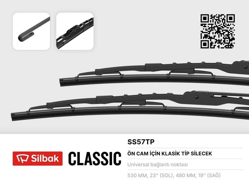 Silbak SS57TP Silecek Süpürgesi Ön Takım 530 mm + 480 mm Honda Civic Alfa Romeo 155 166 Audi A3 Mazda 323
