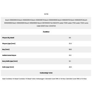 Form Metal 52735 Seat 10 Kanal Cordoba 9 Diş 10062101 Marş Dişlisi