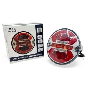 Universal Mini Yuvarlak Stop Lambası 4 Fonksiyonlu 12-24V Uyumlu Fren Park Geri Vites Sinyal