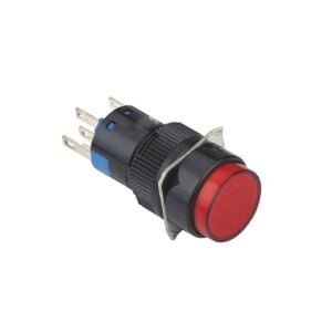 Buton 16mm LED'li Plastik Yaylı 1NO/1NC 5P Kırmızı SY-11