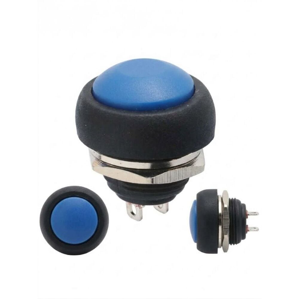 Pano Butonu Mini Yuvarlak 12mm PBS33B Yaylı Anlık Tetiklemeli Push Button Mavi