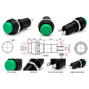 Buton Yaylı 12mm Yeşil