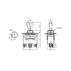 Anahtar Toggle Switch 3P ON-OFF-MOM Ø12mm KN3C-113 IC-154