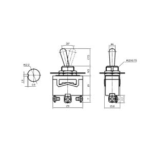 Anahtar Toggle Switch 3P ON-OFF-ON Ø12mm KNC3-103 IC-153