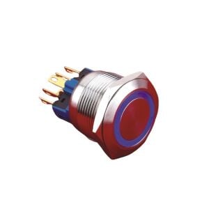 Buton 22mm Metal LEDli Kalıcı IP65 Kırmızı LED GQ22-11ZE