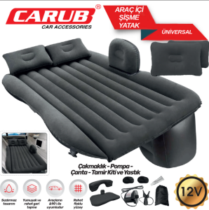 CARUB BR4620645 Araç İçi 12V Şişme Yatak Pompa ve Yastık Seti