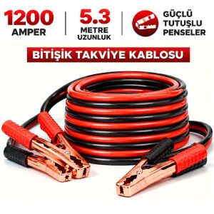 1200 Amper Akü Takviye Kablosu 5.3m Dayanıklı Güçlü Penseli
