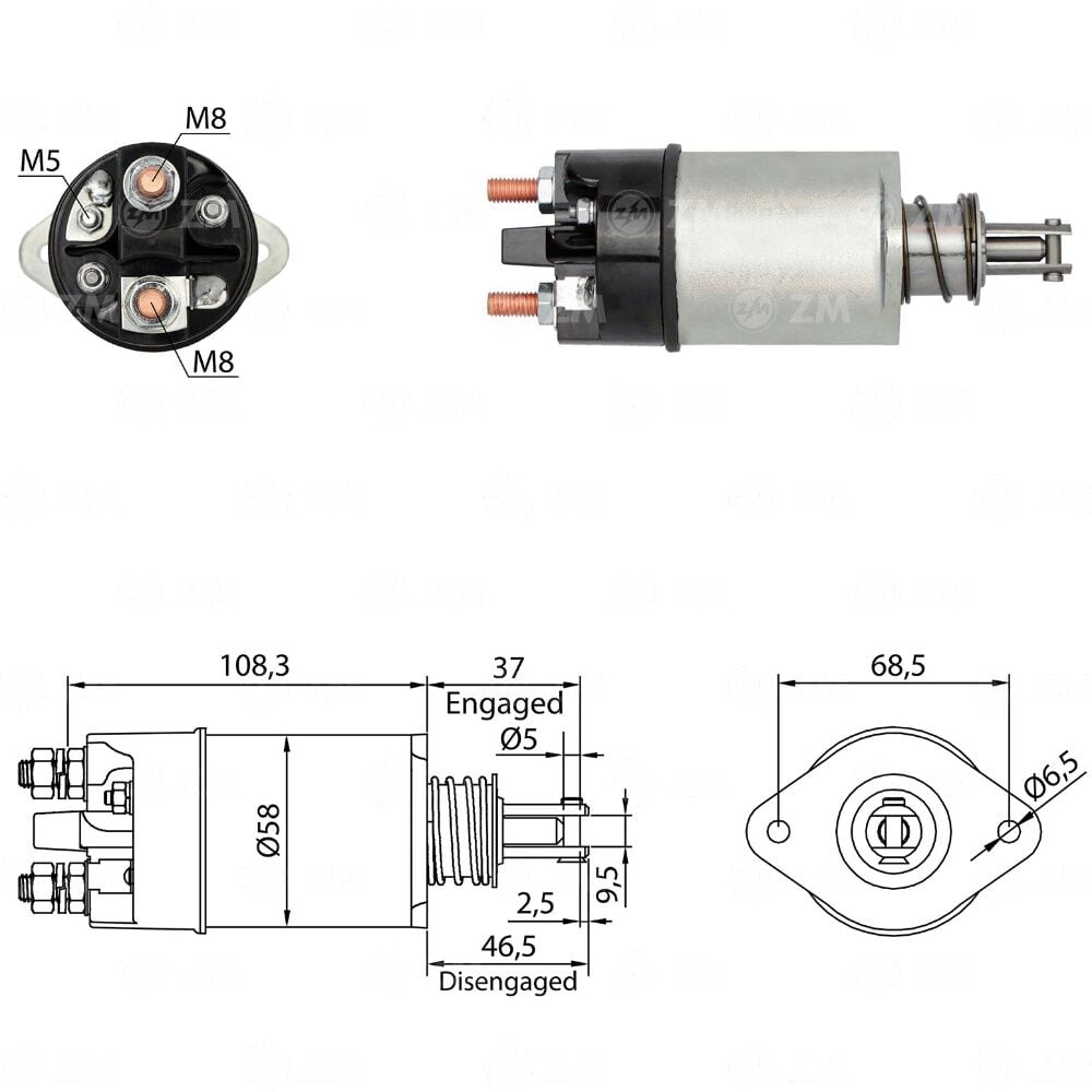 Zm 801 MARŞ OTOMATİĞİ 12V PEUGEOT 504 / RENAULT ESPACE - FUEGO - MASTER - 18 - 21 - 25 - SAFRANE - TRAFIC
