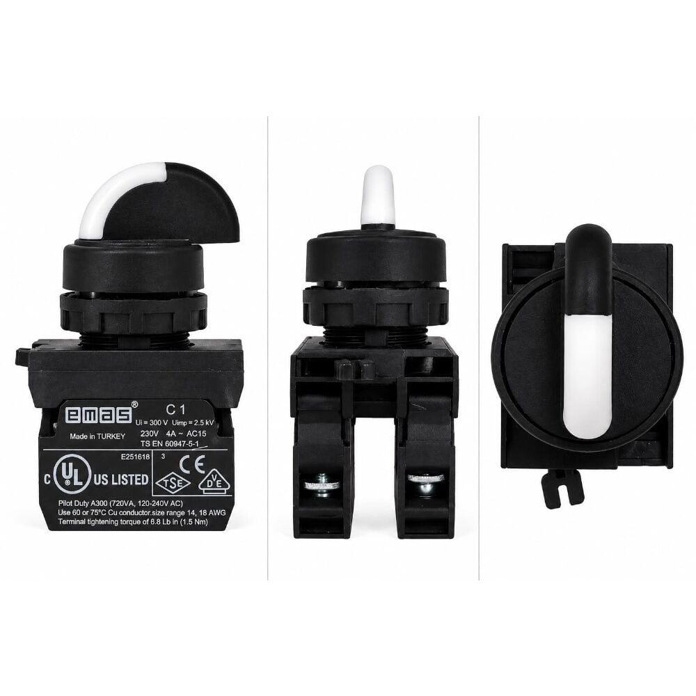 EMAS CP101S30 2NO II-0-I 60° Kalıcı Seçici Buton 22 mm