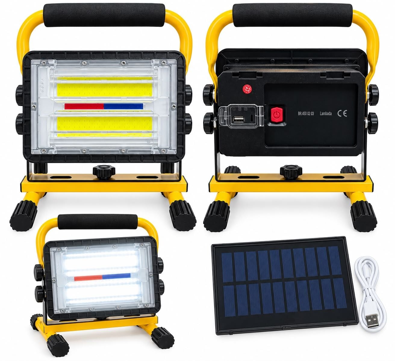 Carub 4500203 Lambada Solar 30W Güneş Enerjili LED Projektör 16000mAh Şarjlı 4 Modlu Taşınabilir Kamp ve Çalışma Lambası