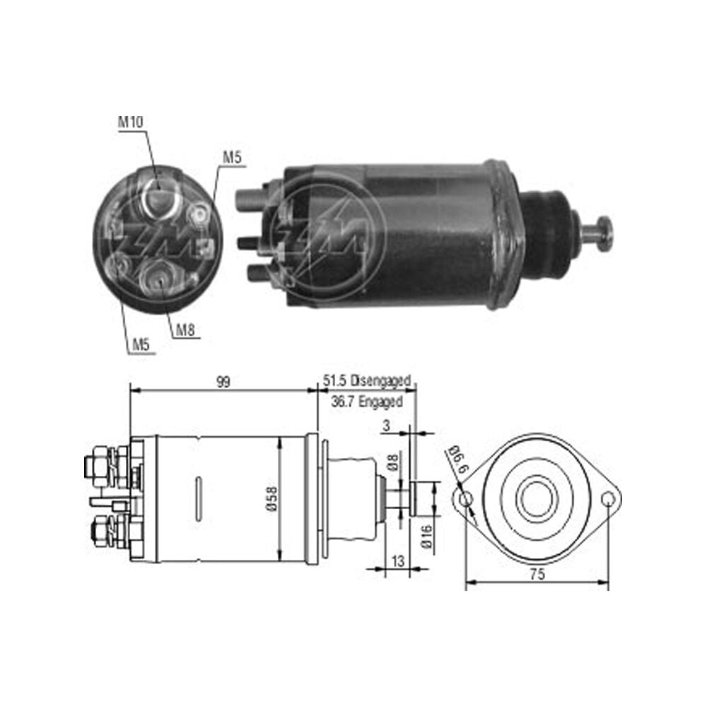 ZM 808 Marş Otomatiği 12V 28MT Case / Cummins