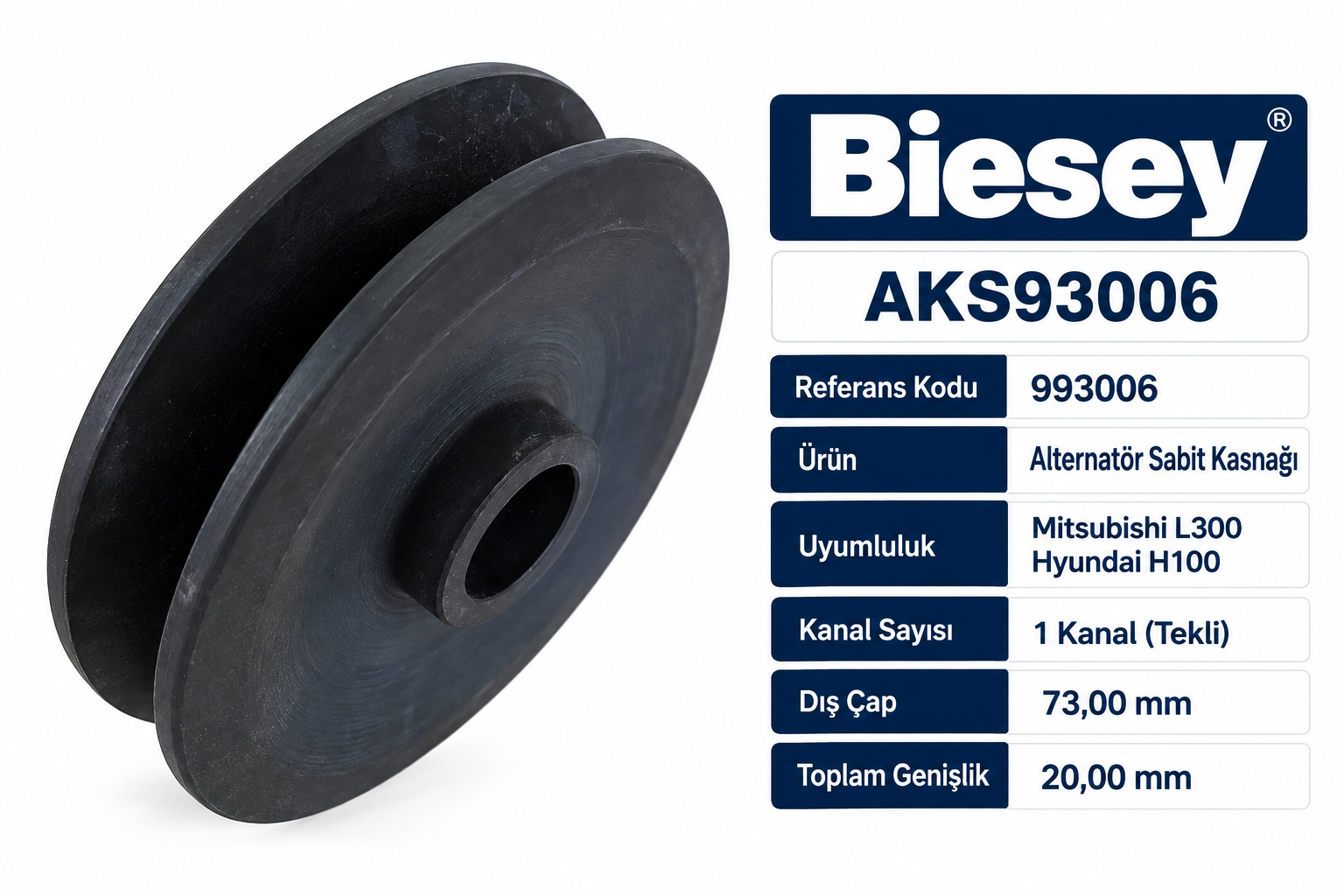 Biesey Mitsubishi L300 Hyundai H100 Alternatör Sabit Kasnağı Tekli V Kayış 993006 AKS93006