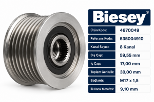 Biesey Mazda 3 2.0 MZR-CD 2.2 MZR-CD Alternatör Kasnağı 8 Kanal 535004910 4670049