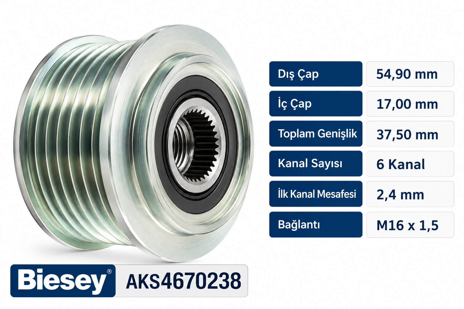 Biesey 4670238 Alternatör Kavrama Kasnağı Toyota 0238