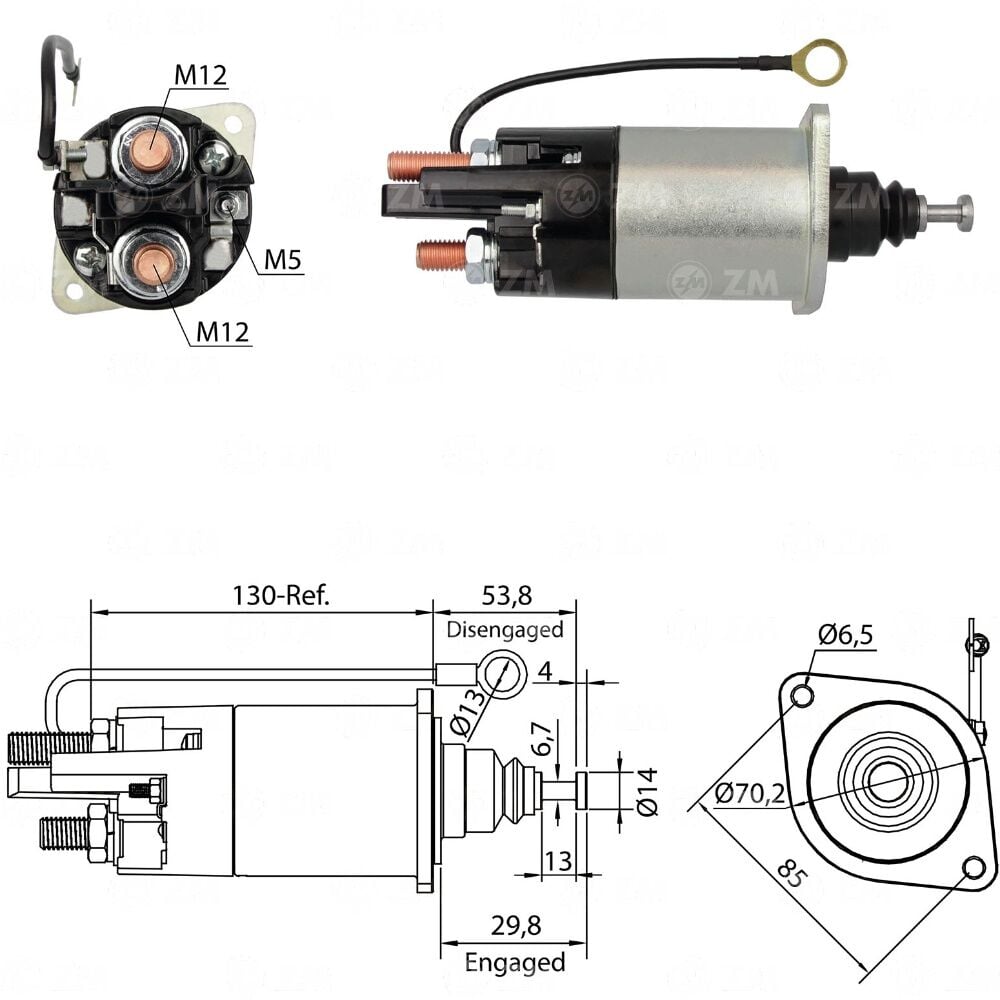 ZM 841 Marş Otomatiği 12V 39MT Mercedes-Benz / Volvo / Cummins (SDE-0841)