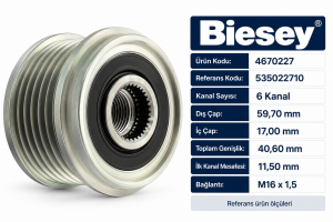 Biesey 4670227 Alternatör Kavrama Kasnağı Hyundai - Kia 0227
