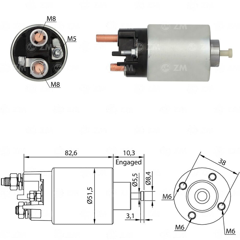 ZM 6993 Marş Otomatiği 12V Civatalı M0T86181