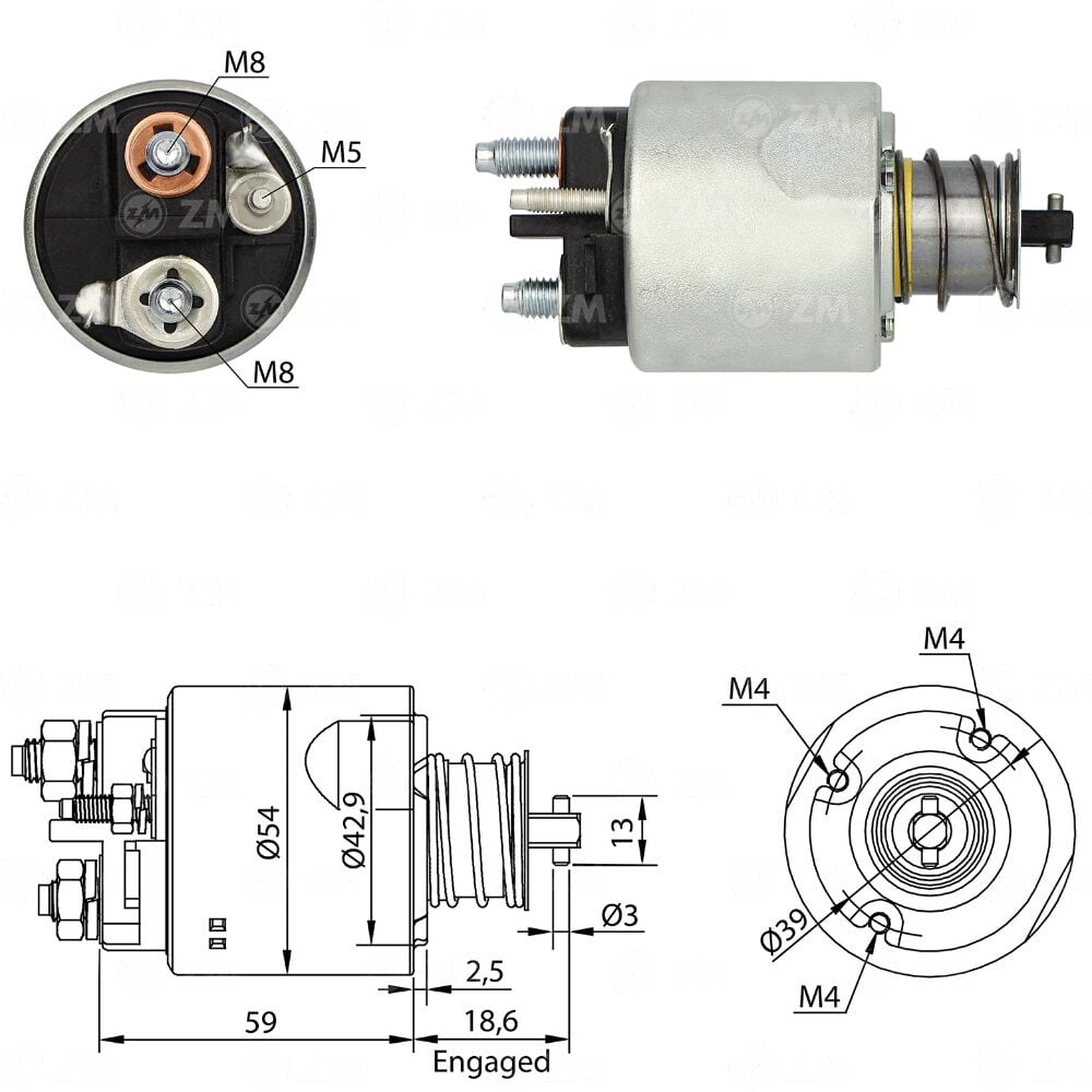 ZM 7492 Marş Otomatiği 12V Civatalı 594348