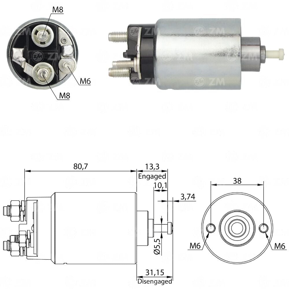 ZM 1761 Marş Otomatiği 12V Civatalı F3RZ11390A / F78Z11390AA