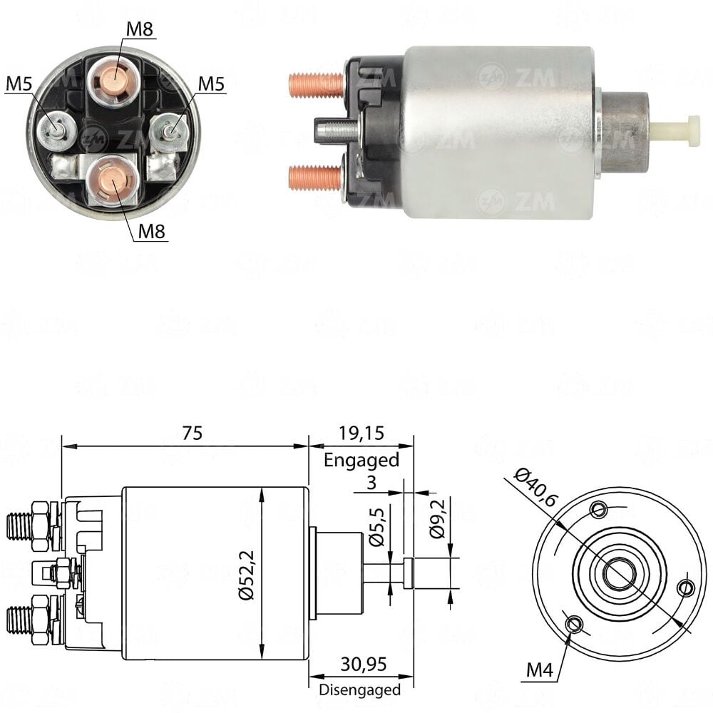 ZM 1860 Marş Otomatiği 12V Çift Civata 114583