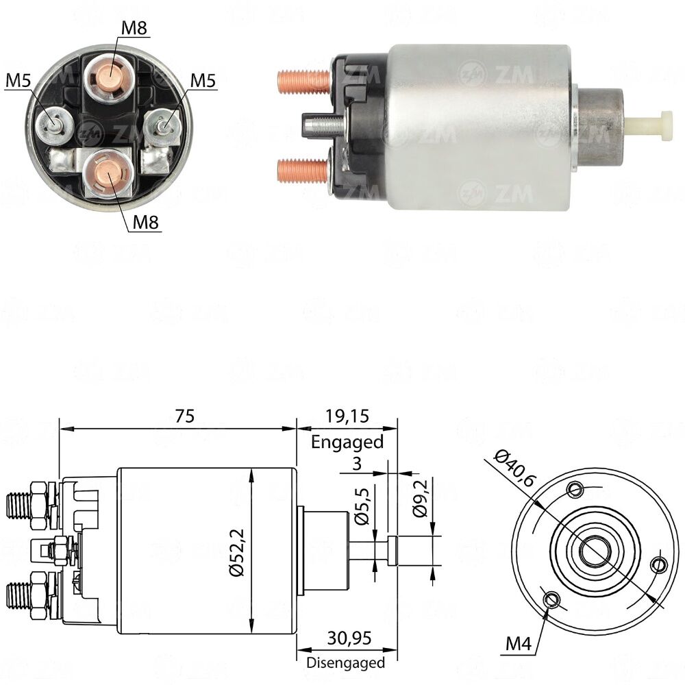 ZM 1860 Marş Otomatiği 12V Çift Civata 114583