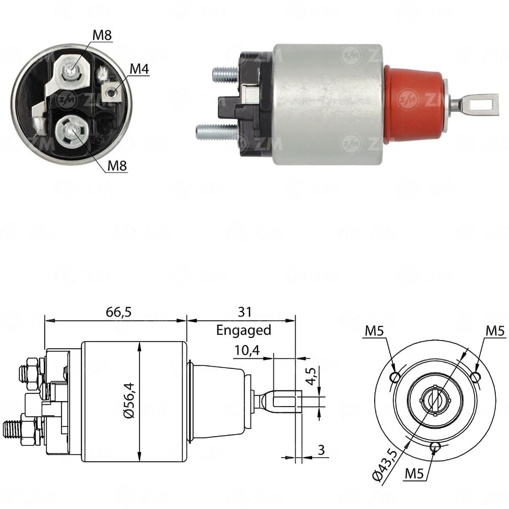 ZM 1975 Marş Otomatiği 12V Civatalı 9330331010-510