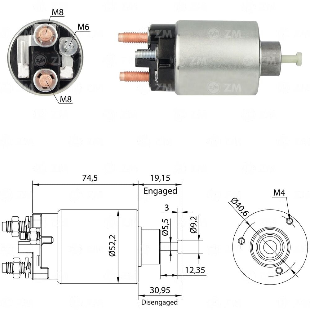ZM 2860 Marş Otomatiği 12V Civatalı 1114607 Chevrolet Opel Fiat