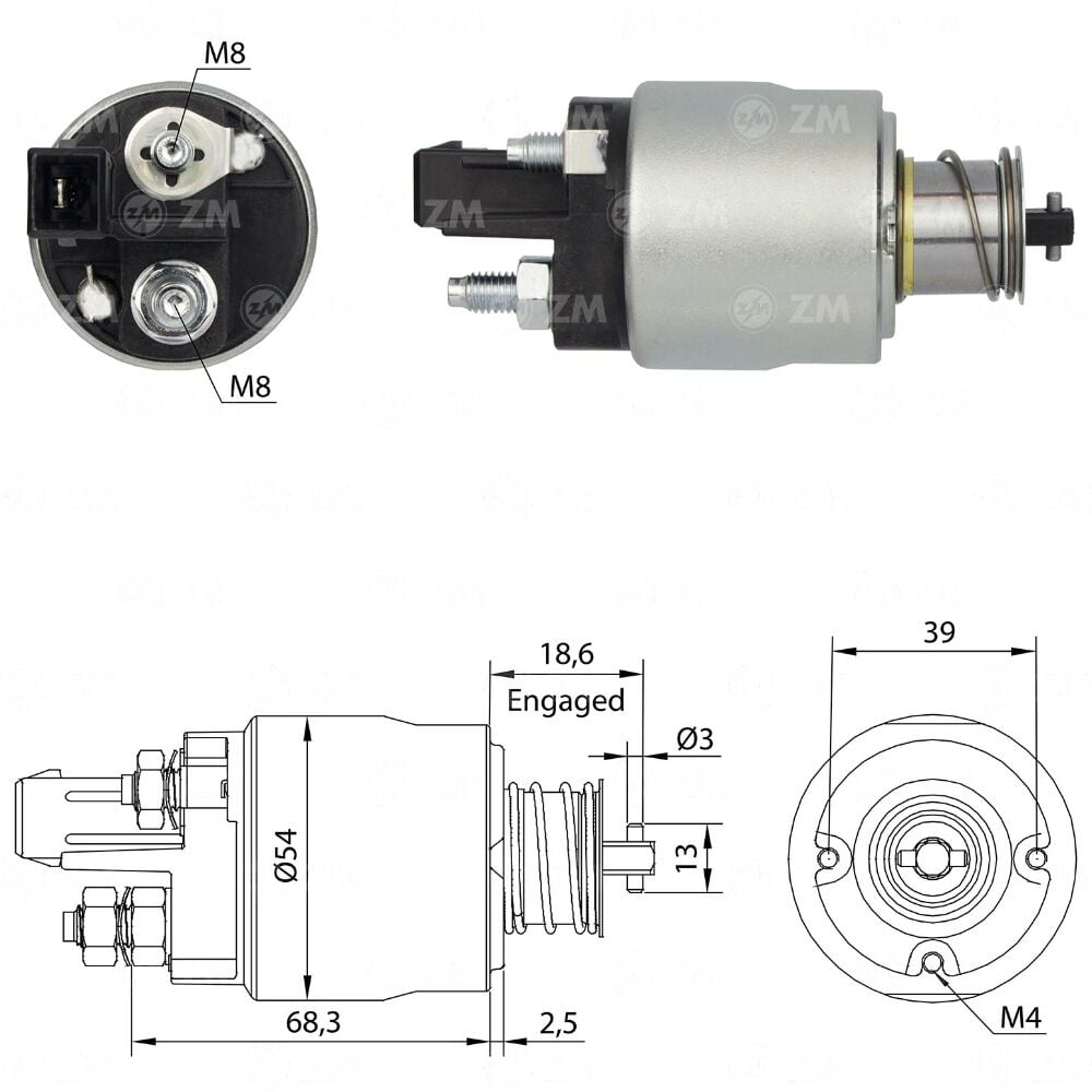 ZM 4492 Marş Otomatiği 12V D7ES6 Soketli 494809 Volkswagen Audi Seat Skoda