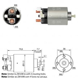 ZM 4698 Marş Otomatiği 12V Tek Fiş M371X64271 Mitsubishi Hyundai Mazda Nissan