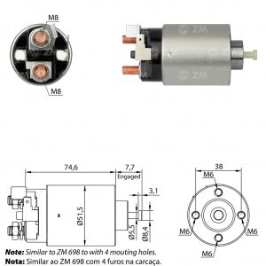 ZM 4698 Marş Otomatiği 12V Tek Fiş M371X64271 Mitsubishi Hyundai Mazda Nissan
